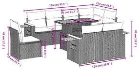 9-részes szürke polyrattan kerti ülőgarnitúra párnákkal