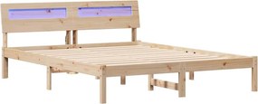 vidaXL Ágykeret fejtámlával Barna 160 x 200 cm Tömör fenyőfa