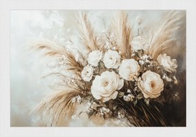 Poszter Keret Fa Csokor Fű Bazsarózsa Rózsa Kompozíció Boho 60x40