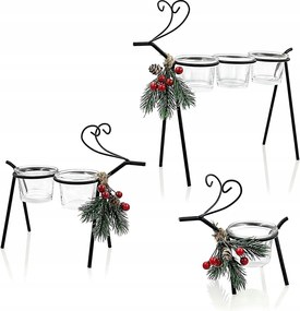 Rénszarvas alakú fém karácsonyi gyertyatartó melegítőkhöz 3 db