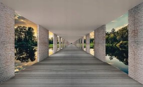 3D Fotótapéta Optikai Alagút Erdő Tó Természet Fali Tapéta 368x254