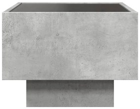 betonszürke szerelt fa kisasztal LED-del 40 x 40 x 30 cm