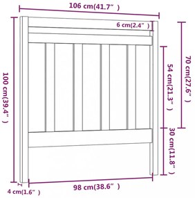 fehér tömör fenyőfa ágyfejtámla 106 x 4 x 100 cm