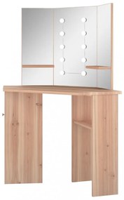 fekete sarok-fésülködőasztal LED-világítással 111x54x141,5 cm