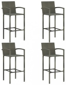 5 darabos szürke polyrattan kerti bárszett