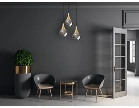 Csillár zsinóron LACRIMA SMOKY 3xE27/60W/230V á. 30 cm