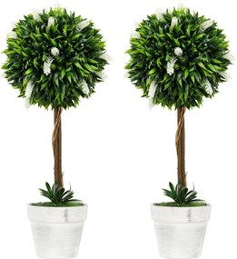 HOMCOM 2 darabos Mesterséges Levendula 60 cm, Mesterséges növények cserépben, művirág, mint az igazi, modern díszítéshez nappaliba, hálószobába, irodá
