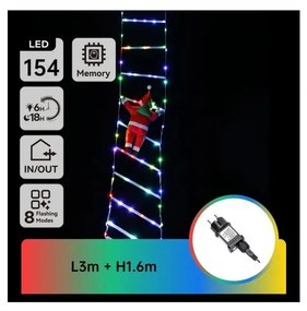 Aigostar - LED RGBY kültéri karácsonyi dekoráció 154 db LED / 3,6 W / 230 V / 8 funkciós / 1,6 m / IP44