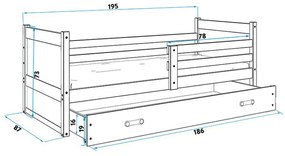 Gyerekágy RICO 190x80 cm Szürke Fenyő