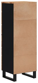 tömör akácfa és vas magasszekrény 3 ajtóval 40x33x110 cm