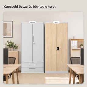 Fém irodai dokumentumszekrény, szürke / sonoma tölgy, 900x1950x400 mm: JAN H Eco Design