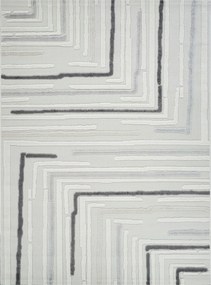 Boho szőnyeg 160x220cm nappaliba,puha krémszürke mintás, 3D hatású