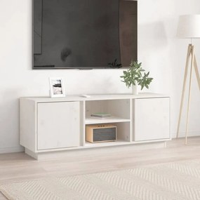 Fehér tömör fenyőfa tv-szekrény 110 x 35 x 40,5 cm