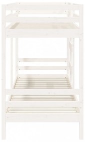 fehér tömör fenyőfa emeletes ágy 75x190 cm