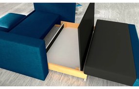 Kék bársony kinyitható-tárolóhelyes kanapé 151 cm Wave – ELTAP