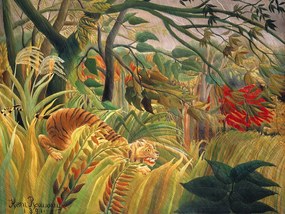 Reprodukció Tiger in a Tropical Storn, Henri Rousseau