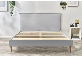 Világosszürke kárpitozott franciaágy ágyráccsal 180x200 cm Sary – Bobochic Paris