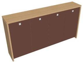 Verno közepes gardrób 248 x 46 x 130 cm, üvegajtó, világos tölgy / barna