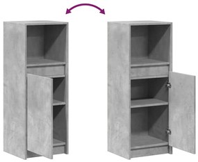 betonszürke szerelt fa tálalószekrény LED-del 38 x 34 x 100 cm