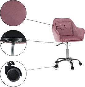 Irodai szék, rózsaszín Velvet szövet/króm, KLIAN