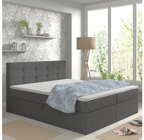 Kárpitozott ágy matracokkal és topperrel, tárolóval EMBER 160x200 cm antracit
