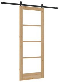 Egyszerű Csúszó Ajtó Barna 78 x 202 cm Fa és fém