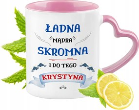 Krisztina bögre rózsaszín, szív alakú füllel Kávés Ajándék