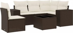 vidaXL 6 részes barna polyrattan kerti ülőgarnitúra párnával