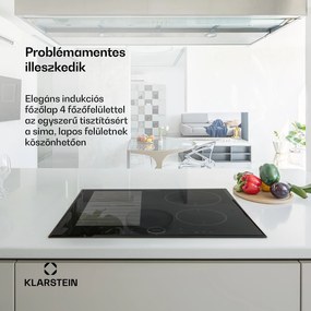 Klarstein Delicatessa 60 Hybrid, beépített indukciós főzőlap, 7000 W, 4 zóna, fekete