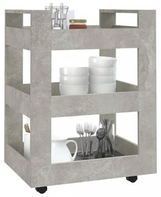 betonszürke szerelt fa zsúrkocsi 60 x 45 x 80 cm