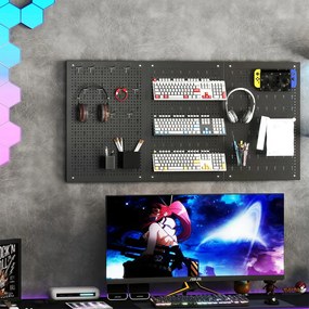 Fém szerszámtároló 9 rekesszel és akasztókkal