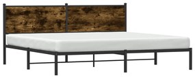 füstös tölgy színű fém ágykeret matrac nélkül 200 x 200 cm