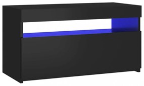 fekete TV-szekrény LED-világítással 75 x 35 x 40 cm
