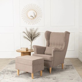 Fotel Wypoczynkowy EVAN 2 z Podnóżkiem Beżowy