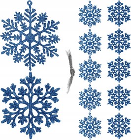 Karácsonyfa Medálok Csillagok Hópehely Csillámos Kék Karácsonyi Díszek