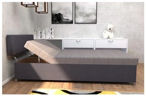 Kárpitozott heverő állítható fekvőpozícióval és tárolóval DALLAS 108x205 cm szürke/antracit