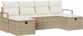 vidaXL Kanapé Szett párnával tárolóval 6 pcs Beige és krém polirattan