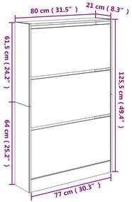 fekete szerelt fa cipőszekrény 80 x 21 x 125,5 cm