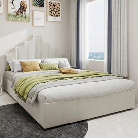 Kárpitozott ágy Franciaágy 140*200 cm Hidraulikus bézs