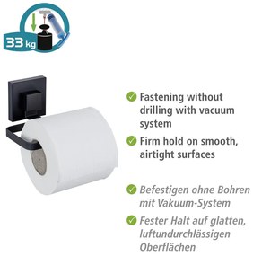 Fekete öntapadós rozsdamentes acél WC-papír tartó Quadro – Wenko