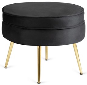 Elegáns Fotel Lábtartóval Fekete Bársony Kárpittal. GRAND