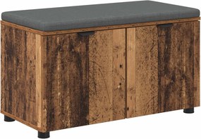 vidaXL Előtér pad ajtóval Öreg fa 80 x 38 x 46 cm Műanyag Fa és Szövet