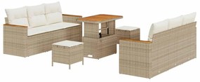 vidaXL Kerti Kanapé Szett 9 pcs Bézs polirattan