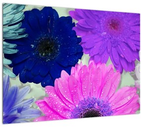 Színes virágok képe (üvegen) (70x50 cm)