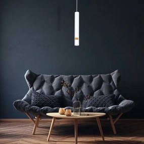 Csillár zsinóron JOKER WHITE WOOD 1xGU10/8W/230V