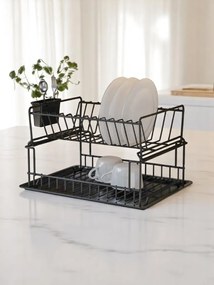 Edényszárító, csepegtető tálca, fekete, 35 x 30 cm