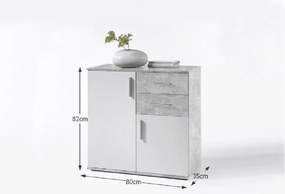 Komód, fehér/beton, POPPY 4