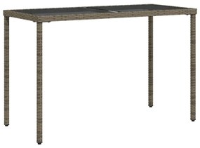 szürke polyrattan üveglapos kerti asztal 115x54x74 cm