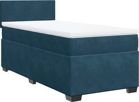 vidaXL sötétkék bársony rugós ágy matraccal 90 x 200 cm