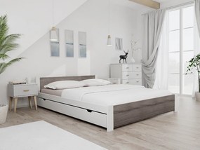 Ágy IKAROS 140 x 200 cm, fehér/szarvasgomba tölgy Matrac: Coco Maxi matrac 20 cm, Ágyrács: Deszkás ágyráccsal